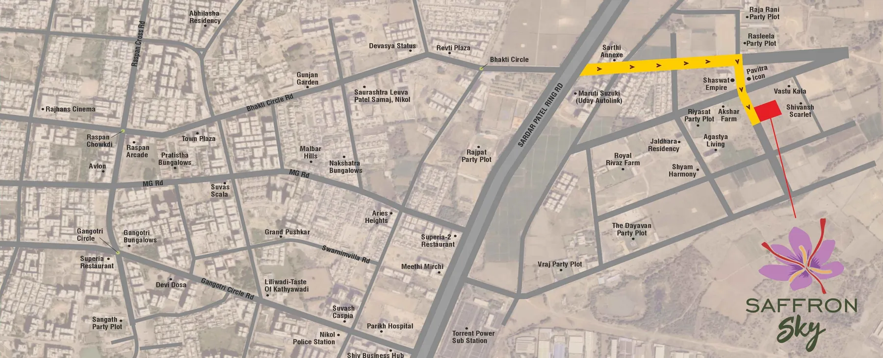 Location map with nearby landmarks