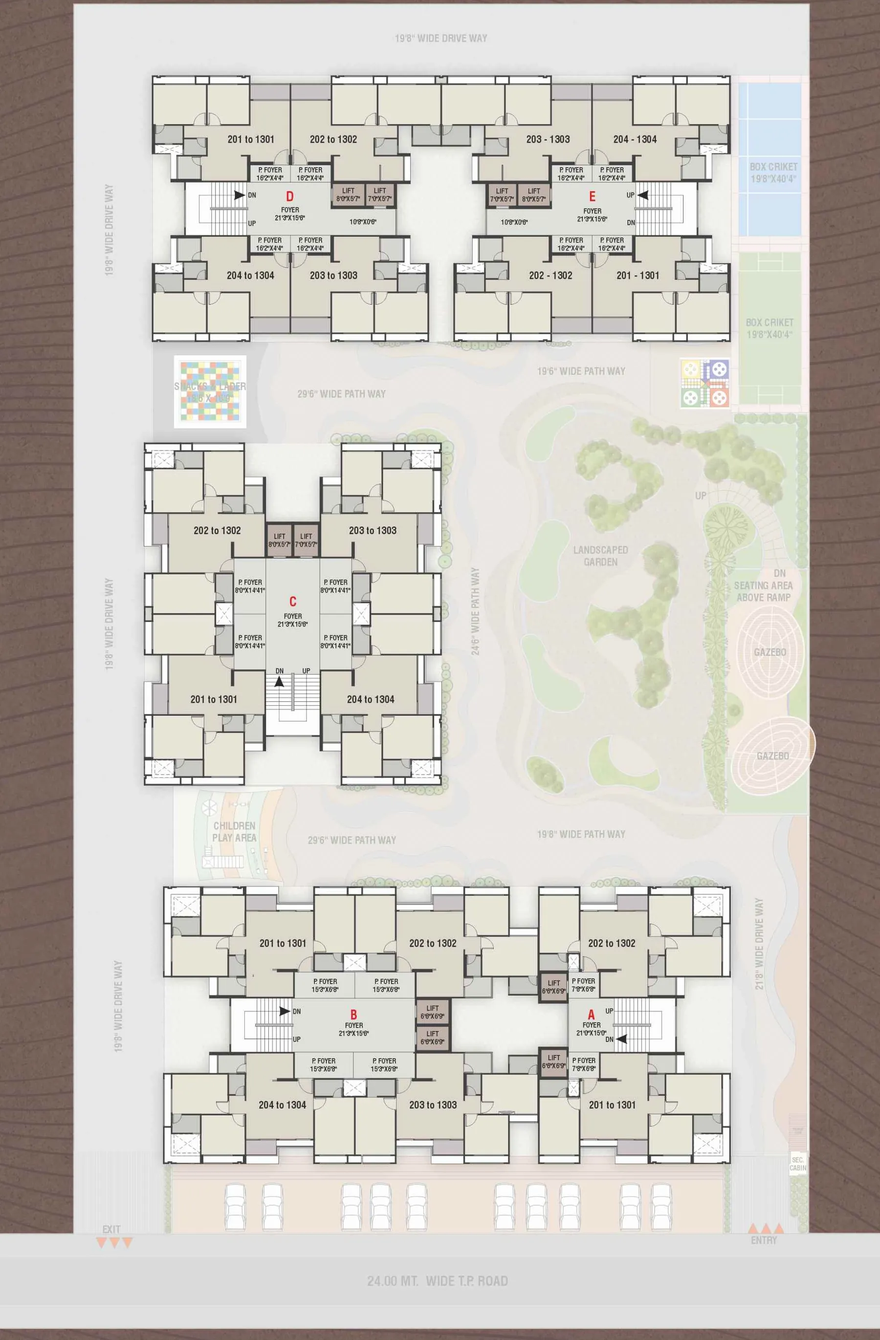 Typical floor layout (2nd–13th)