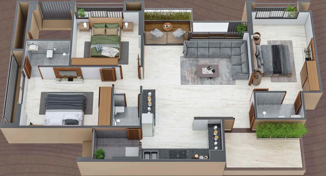 3D cutaway of the flat